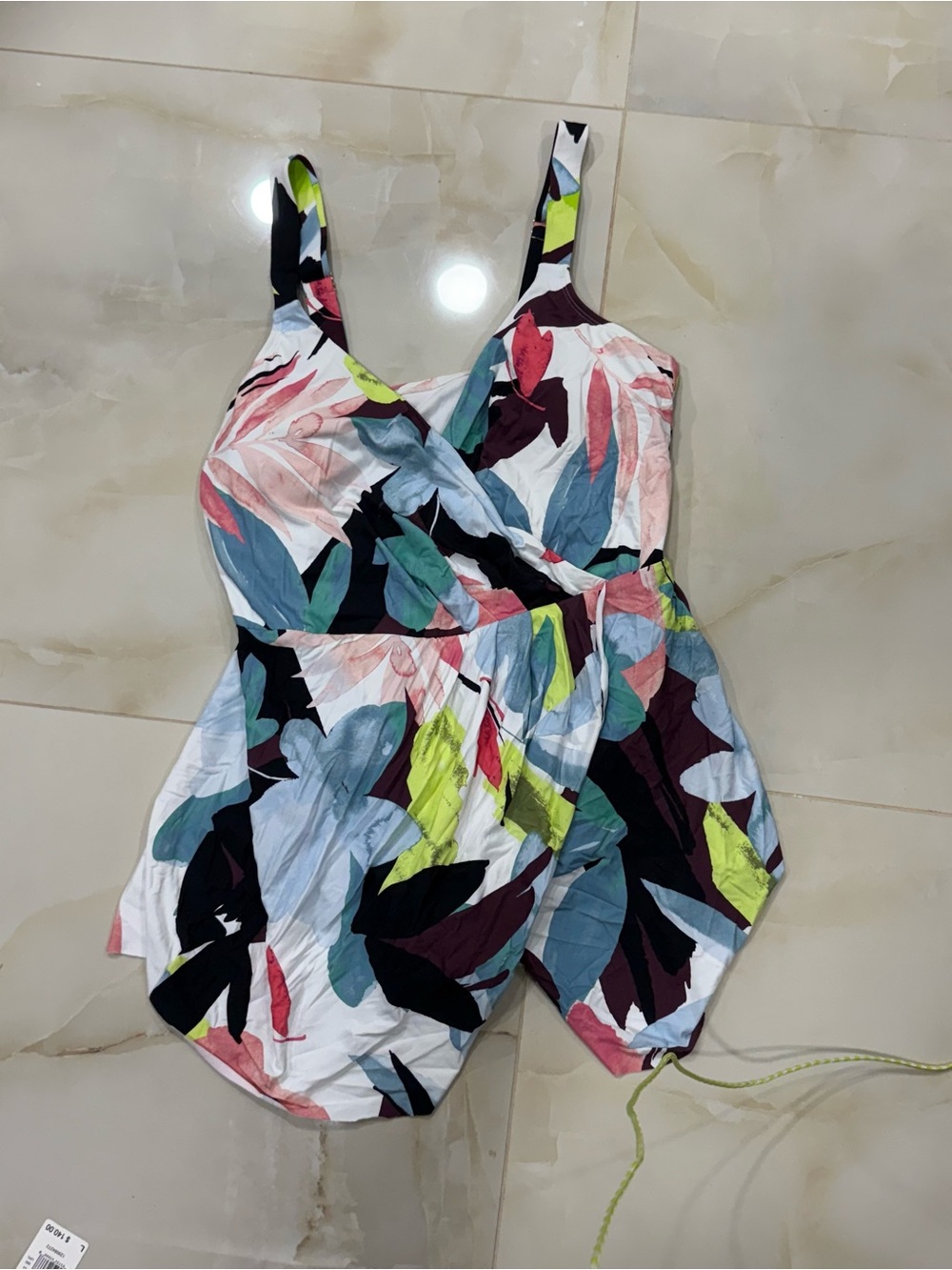 Tropical Leaf Print Romper in Multicolor